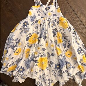 Floral Yellow and Blue Kids Dress